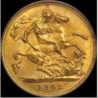 1902 Sydney Edward VII Half Sovereign Choice Unc (PCGS MS63)