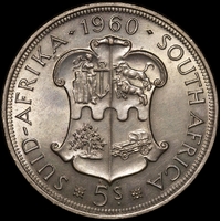 South Africa 1960 Silver 5 Shillings KM#55 Uncirculated