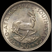 South Africa 1963 Silver 50 Cents KM#62 Uncirculated