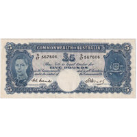 1949 Five Pound Coombs/Watt R47 about EF