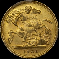 1903 Sydney Edward VII Half Sovereign about Unc (PCGS AU58)