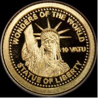 Vanuatu 2014 Gold 10 Vatu Half Gram Coin Statue of Liberty