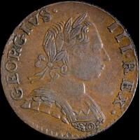 1775 Contemporary Counterfeit Halfpenny George III Very Fine