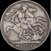 1891 Silver Crown Victoria S#3921 Fine
