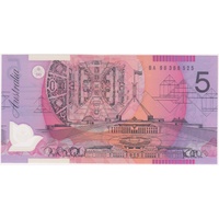 1996 $5 Note Macfarlane/Evans BA96 First Prefix R218aF Uncirculated