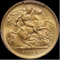 1906 Melbourne Edward VII Half Sovereign PCGS AU58