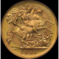 1906 Melbourne Edward VII Half Sovereign Choice Unc (PCGS MS63)