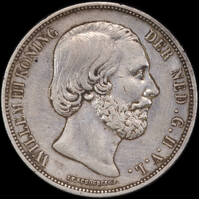 Netherlands 1868 Silver 2 1/2 Guilder KM# 82 Very Fine