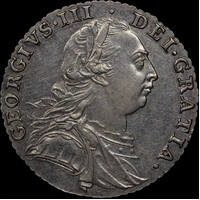 Great Britain 1787 Silver Shilling S#3743 good EF