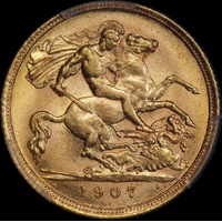 1907 Melbourne Edward VII Half Sovereign Unc (PCGS MS62)