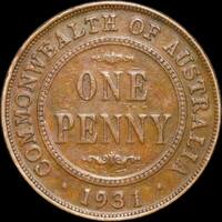 1931 Penny Indian Obverse Dropped 1 Reverse Fine