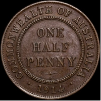 1914-H Halfpenny Extremely Fine