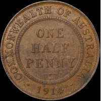 1914-H Halfpenny good VF