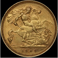 1908 Sydney Edward VII Half Sovereign good VF