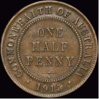 1915-H Halfpenny about VF