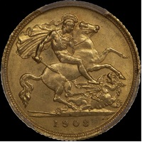 1908 Sydney Edward VII Half Sovereign Unc (PCGS MS62+)
