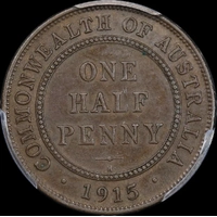 1915-H Halfpenny PCGS AU55
