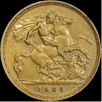 1908 Sydney Edward VII Half Sovereign Very Fine