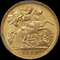 1908 Melbourne Edward VII Half Sovereign PCGS AU58