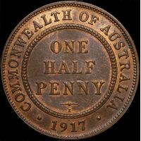 1917-I Halfpenny good EF