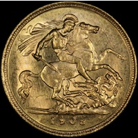 1908 Melbourne Half Sovereign Choice Unc (PCGS MS63)