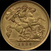 1908 Melbourne Half Sovereign good EF