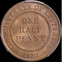 1920 Halfpenny Choice Unc (PCGS MS64RB)