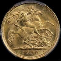 1908 Melbourne Edward VII Half Sovereign PCGS MS61