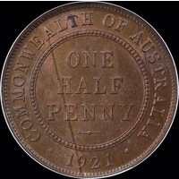 1921 Halfpenny Gem Unc (NGC MS65RB)