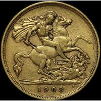 1908 Melbourne Edward VII Half Sovereign Very Fine