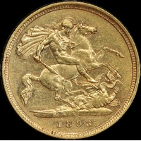 1893 Sydney Veiled Head Half Sovereign about EF