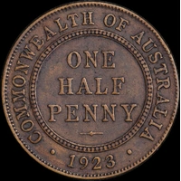 1923 Halfpenny good Fine