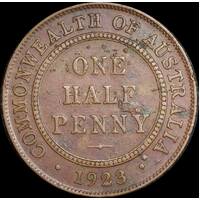1923 Halfpenny Genuine full centre diamond with black crust