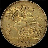 1908 Perth Edward VII Half Sovereign PCGS AU53