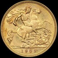 1909 Melbourne Edward VII Half Sovereign about Unc