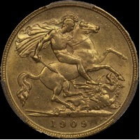 1909 Melbourne Edward VII Half Sovereign Unc (PCGS MS62)