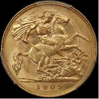 1909 Perth Edward VII Half Sovereign PCGS AU58