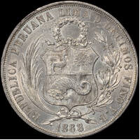 Peru 1868 Silver Sol KM# 196 good EF