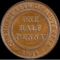 1934 Halfpenny about Unc