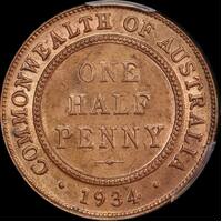 1934 Halfpenny Choice Unc (PCGS MS63RB)