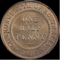 1935 Melbourne Proof Halfpenny PCGS PR64RB