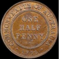 1936 Halfpenny Unc (MS62BN)