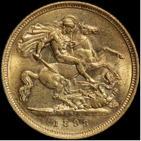 1893 Sydney Veiled Head Half Sovereign Extremely Fine