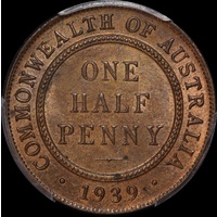 1939 Halfpenny Old Reverse PCGS MS63BN