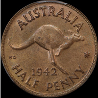 1942 Halfpenny Choice Unc (PCGS MS63RB)