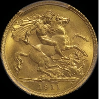 1911 Sydney George V Half Sovereign Choice Unc (PCGS MS64)