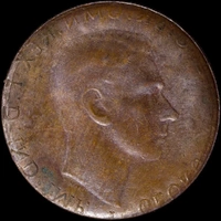 1942-I or 1943-I Halfpenny Obverse Brockage good VF