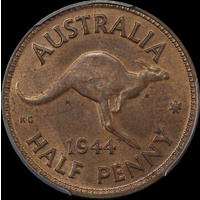 1944 Halfpenny Choice Unc (PCGS MS64RB)