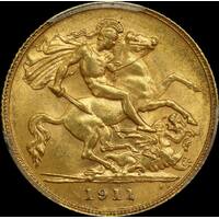 1911 Perth George V Half Sovereign Choice Unc (PCGS MS63)