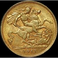 1911 Perth George V Half Sovereign good EF